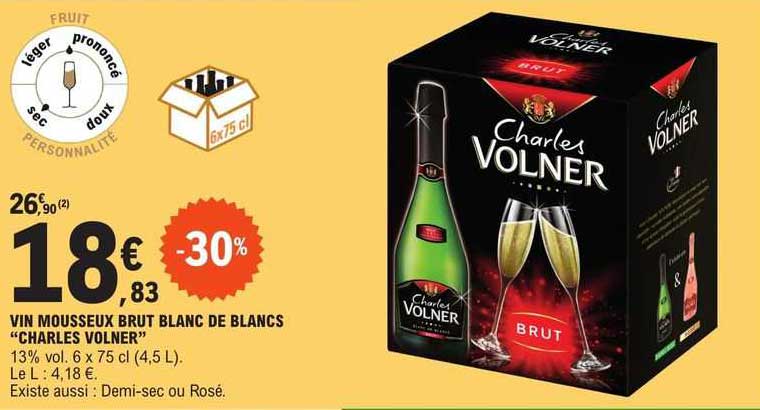 vin mousseux brut blanc de blancs "charles volner"