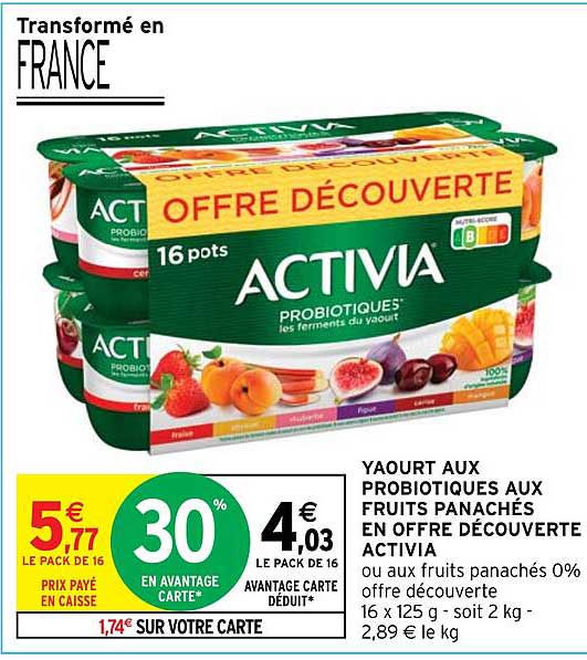 Yaourt Aux Probiotiques Aux Fruits Panachés En Offre Découverte Activia