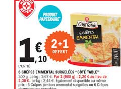 6 Crêpes Emmental Surgelées "côté Table"