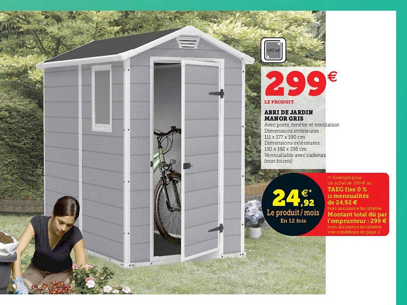 abri de jardin manor gris