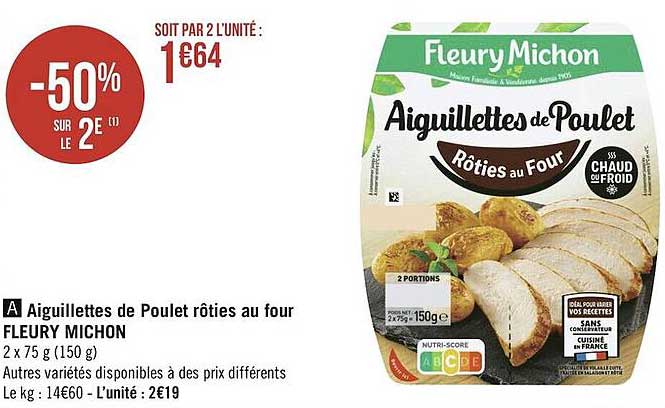 aiguillettes de poulet rôties au four fleury michon