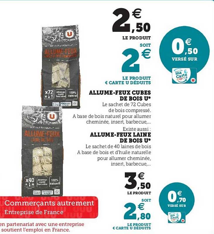 Allume-feux Cubes De Bois U, Allume-feux Laine De Bois U