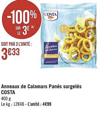 Anneaux De Calamars Pané Surgelés Costa