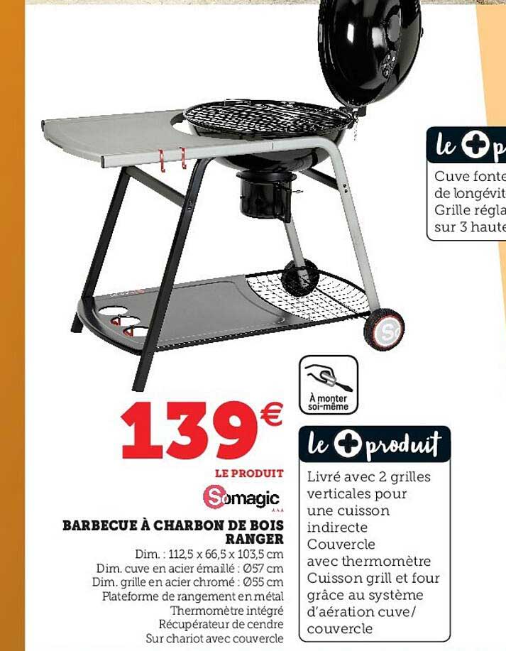 barbecue à charbon de bois ranger somagic