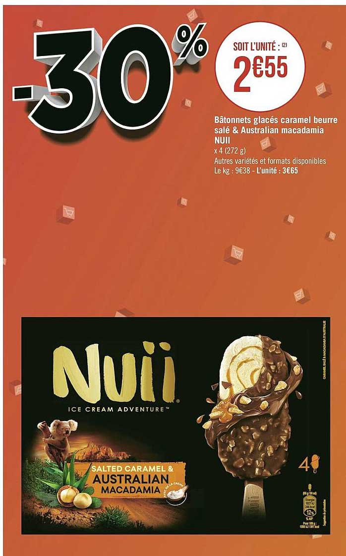 Bâtonnets Glacés Caramel Beurre Salé & Australian Macadamia  Nuii