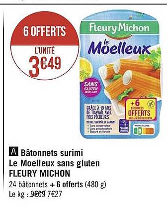 bâtonnets surimi le moelleux sans gluten fleury michon