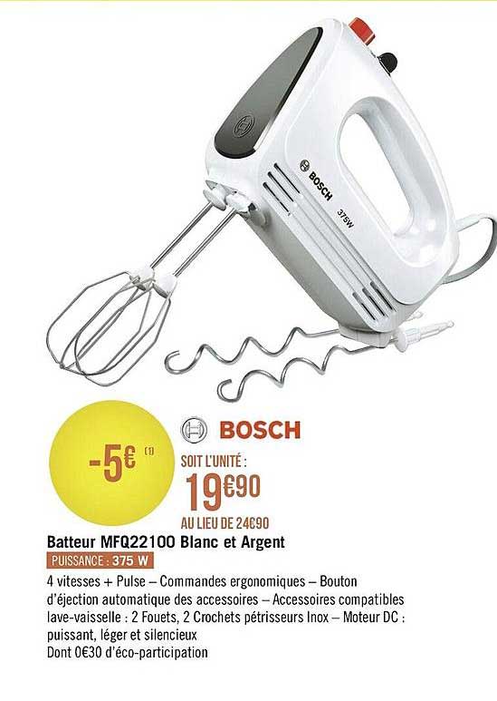 Batteur Mfq22100 Blanc Et Argent Bosch