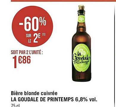 bière blonde cuivrée la goudale de printemps 6,8% vol.