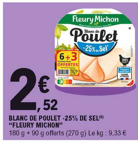 blanc de poulet -25% de sel "fleury michon"