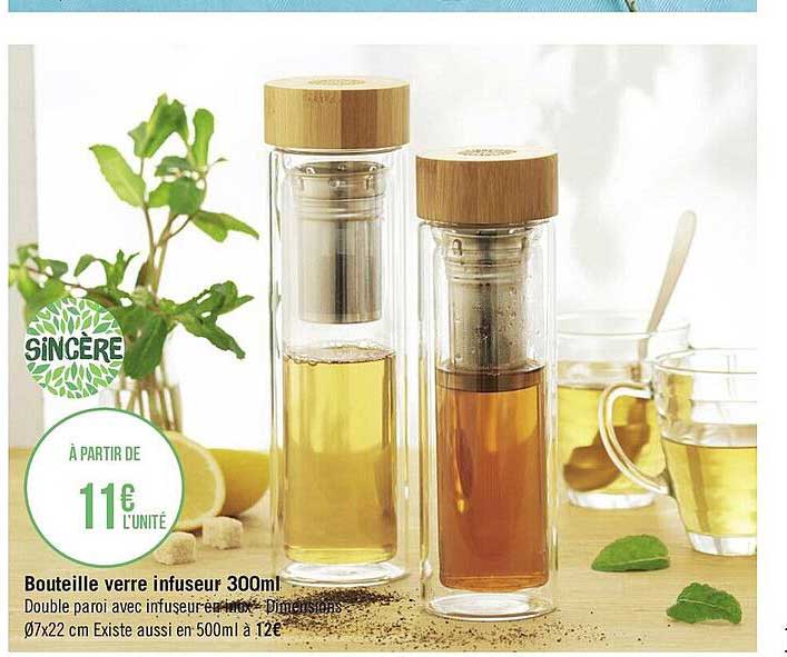Bouteille Verre Infuseur 300ml Sincère