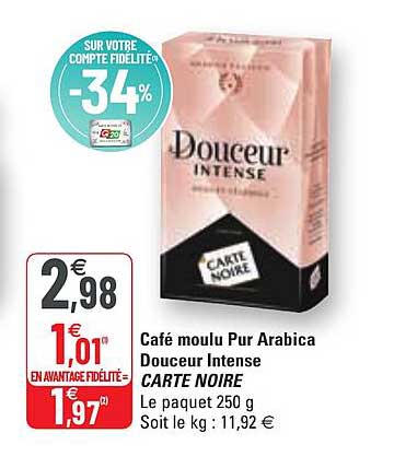 Café Moulu Pur Arabica Douceur Intense Carte Noire