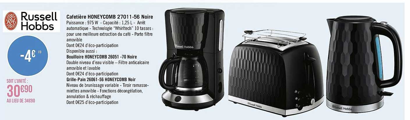 cafetière honeycomb 27011-56 noire russell hobbs