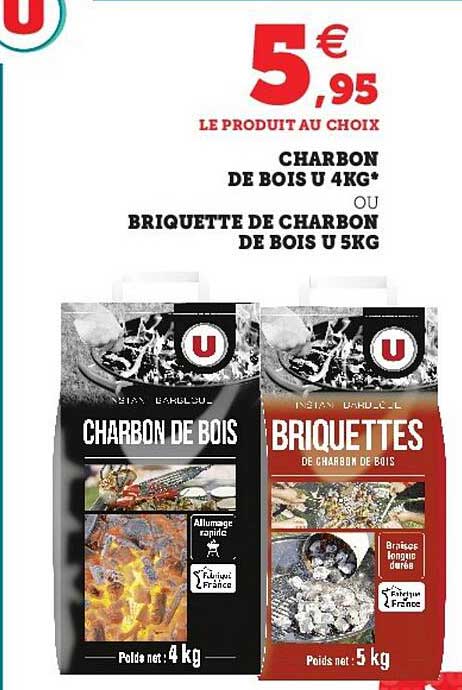 charbon de bois u 4kg ou briquette de charbon u 5kg