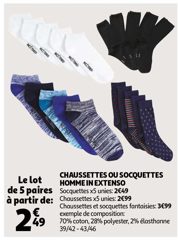 chaussettes ou socquettes homme in extenso