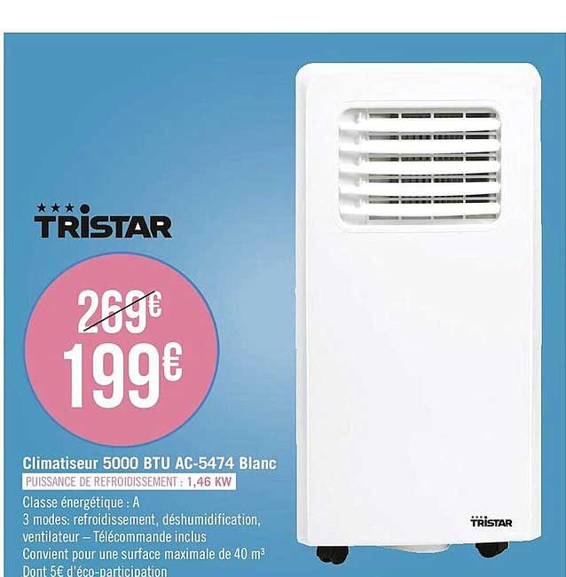 Climatiseur 5000 Btu Ac-5474 Blanc Tristar