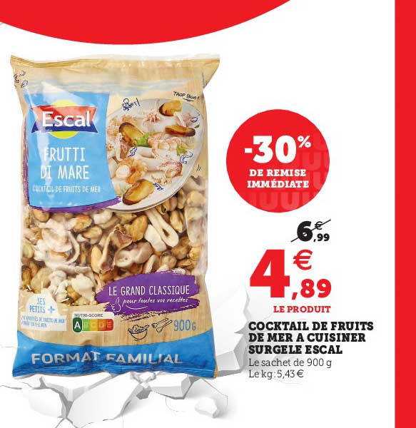 cocktail de fruits de mer à cuisiner surgelé escal