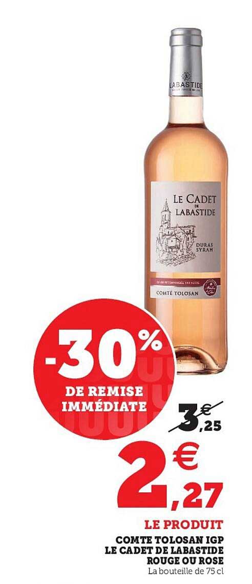 compte tolosan igp le cadet de la bastide rouge ou rose