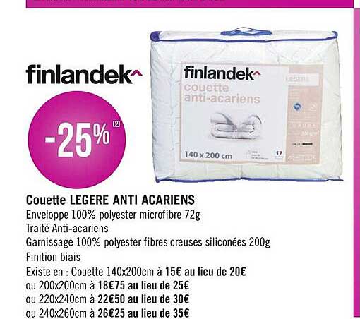 couette légère anti acariens finlandek^