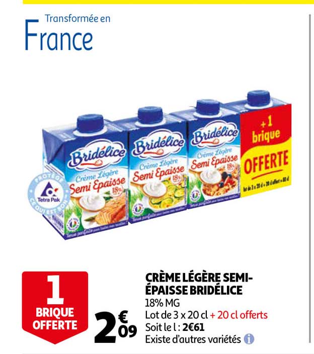 crème légère semi-épaisse bridélice