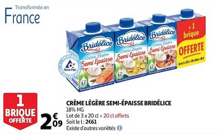 crème légère semi-épaisse bridélice