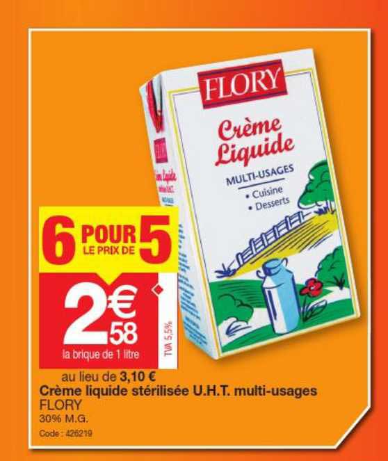 crème liquide stérilisée u.h.t. multi-usages flory