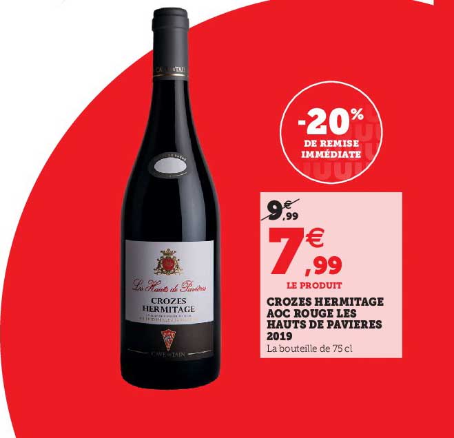 crozes hermitage aoc rouge les hauts de pavières 2019