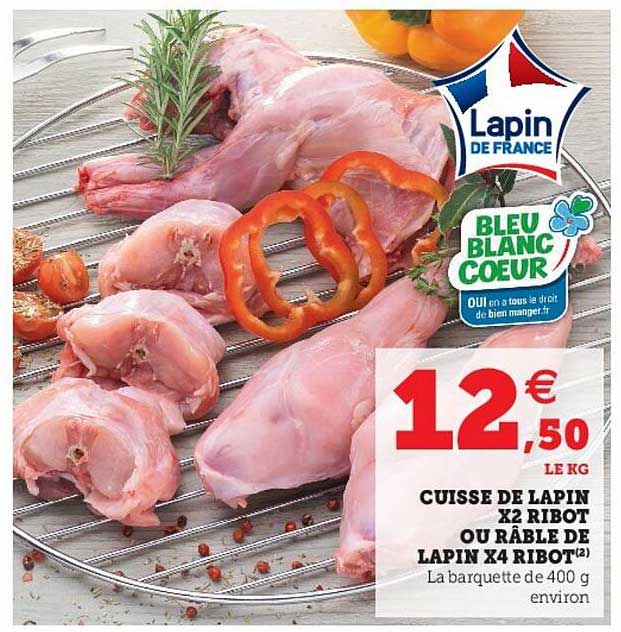 cuisse de lapin x2 ribot ou râble de lapin x4 ribot