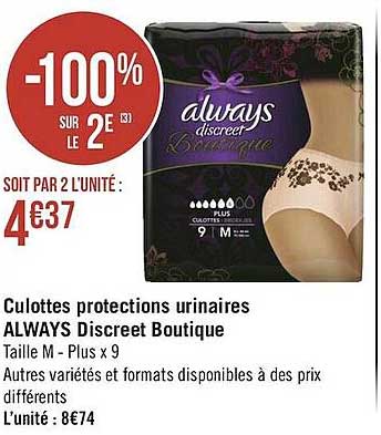 culottes protections urinaires always discreet boutique