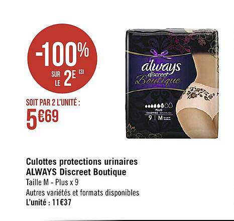 culottes protections urinaires always discreet boutique