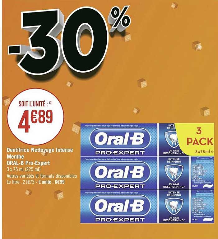 dentifrice nettoyage intense menthe oral-b pro-expert