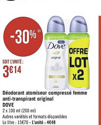 déodorant atomiseur compressé femme anti-transpirant original dove