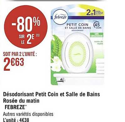 désodorisant petit coin et salle de bains rosée du matin febreze