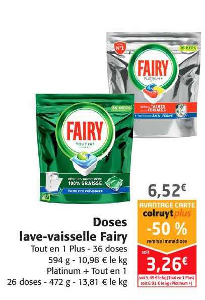 doses lave-vaisselle fairy