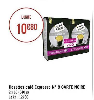 dosettes café expresso n°8 carte noire