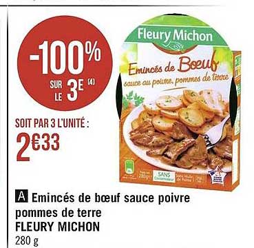 émincés de bœuf sauce poivre pommes de terre fleury michon