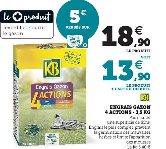 engrais gazon 4 actions - 3,5 kg kb