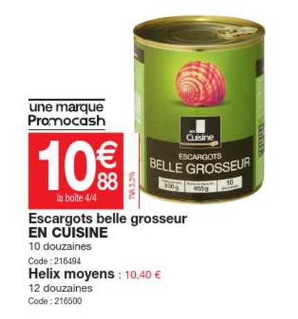 escargots belle grosseur en cuisine
