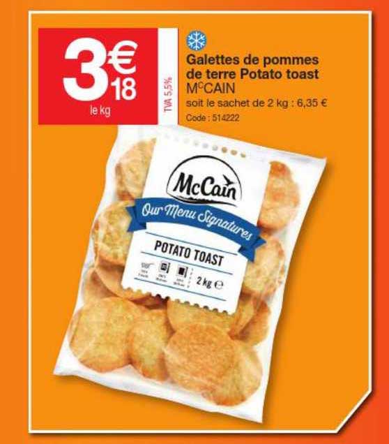 galettes de pommes de terre potato toast mc cain