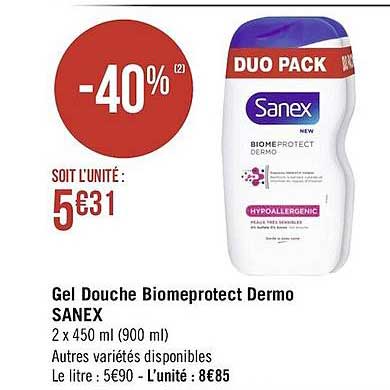gel douche biomeprotect dermo sanex