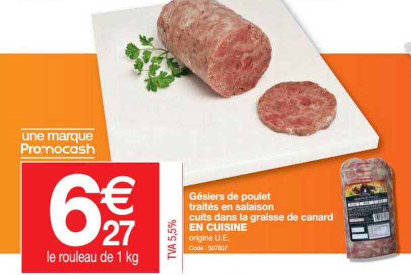 gésiers de poulet traités en salaison cuits dans la  graisse de canard en cuisine