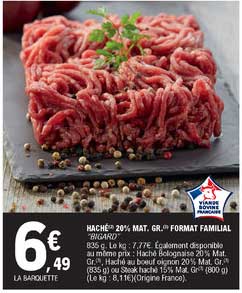 haché 20% mat. gr. format familial "biagrd"