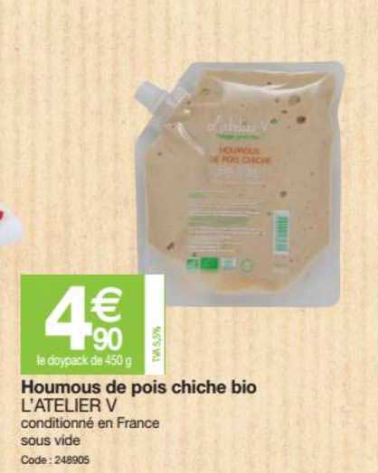 houmous de pois chiche bio l'atelier v