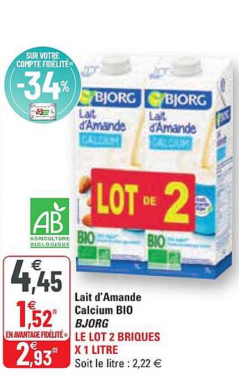 lait d'amande calcium bio bjorg