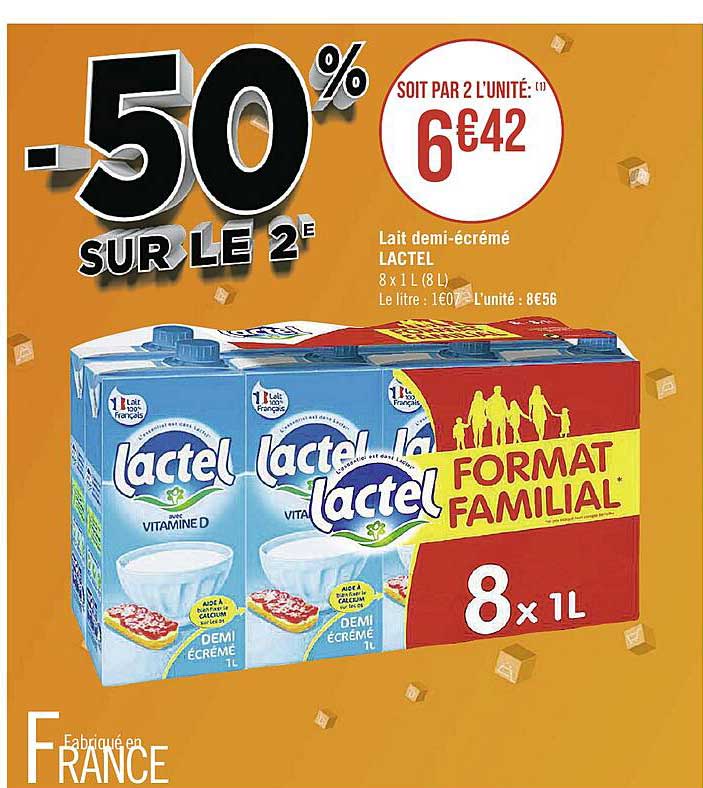 Lait Demi-écrémé Lactel