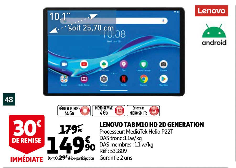 lenovo tab m10 hd 2d génération