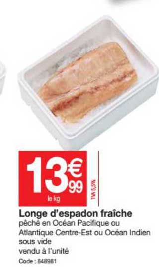 longe d'espadon fraîche