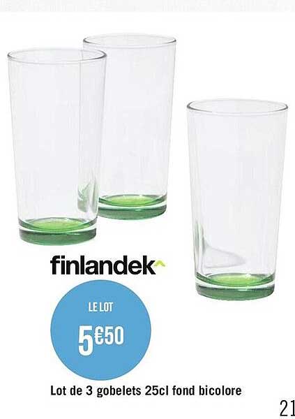 lot de 3 gobelets 25cl fond bicolore finlandek^