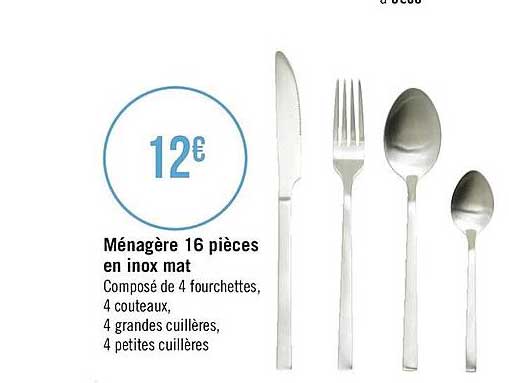 Ménagère 16 Pièces En Inox Mat