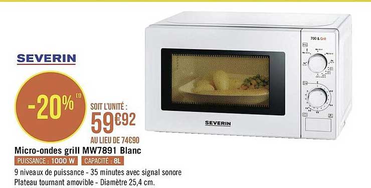 micro-ondes grill mw7891 blanc severin