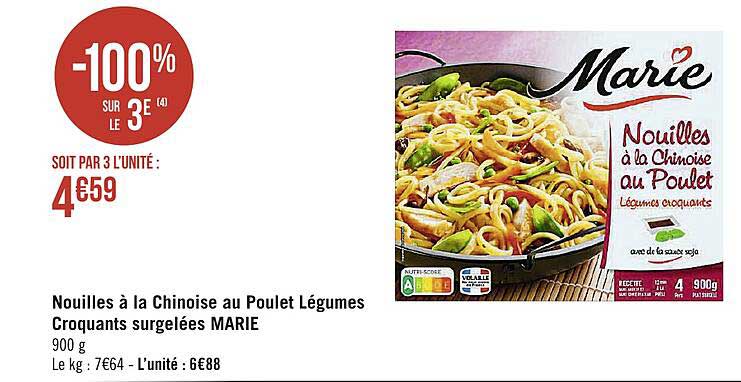 Nouilles à La Chinoise Au Poulet Légumes Croquants Surgelées Marie